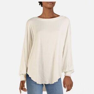 Free People Cream Long Sleeve Tee